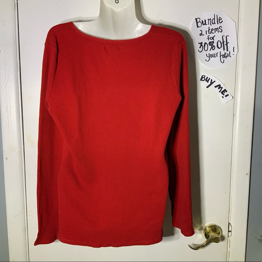 Lucky Brand Red waffle Thermal Long Sleeve Tee Shirt SZ XL - Picture 4 of 7